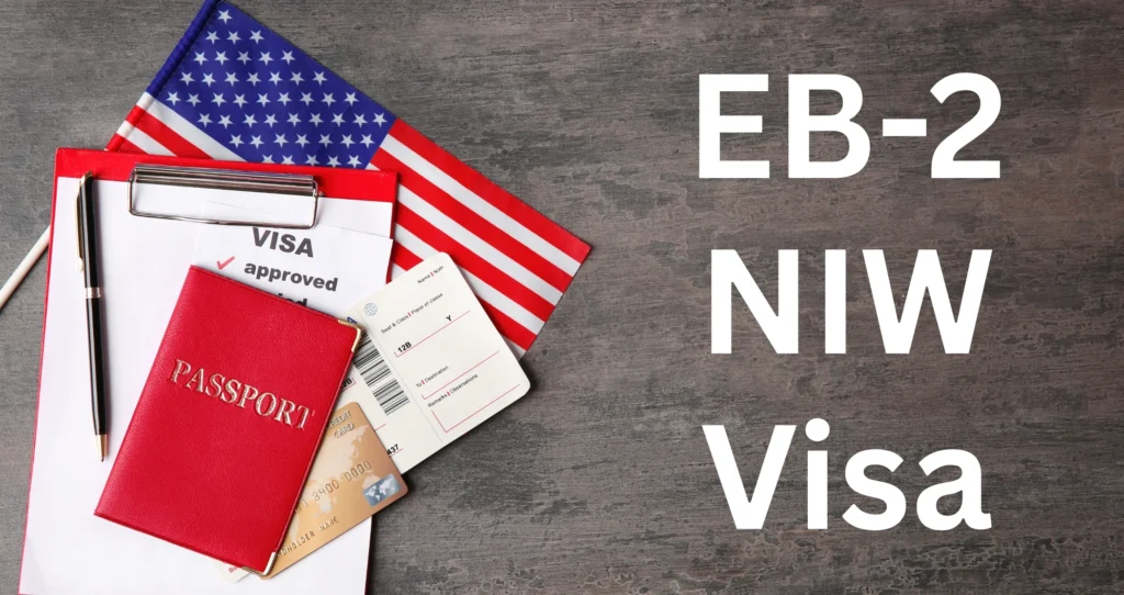 Icons or graphics representing different types of common U.S. visas such as work visas, student visas, and visitor visas.